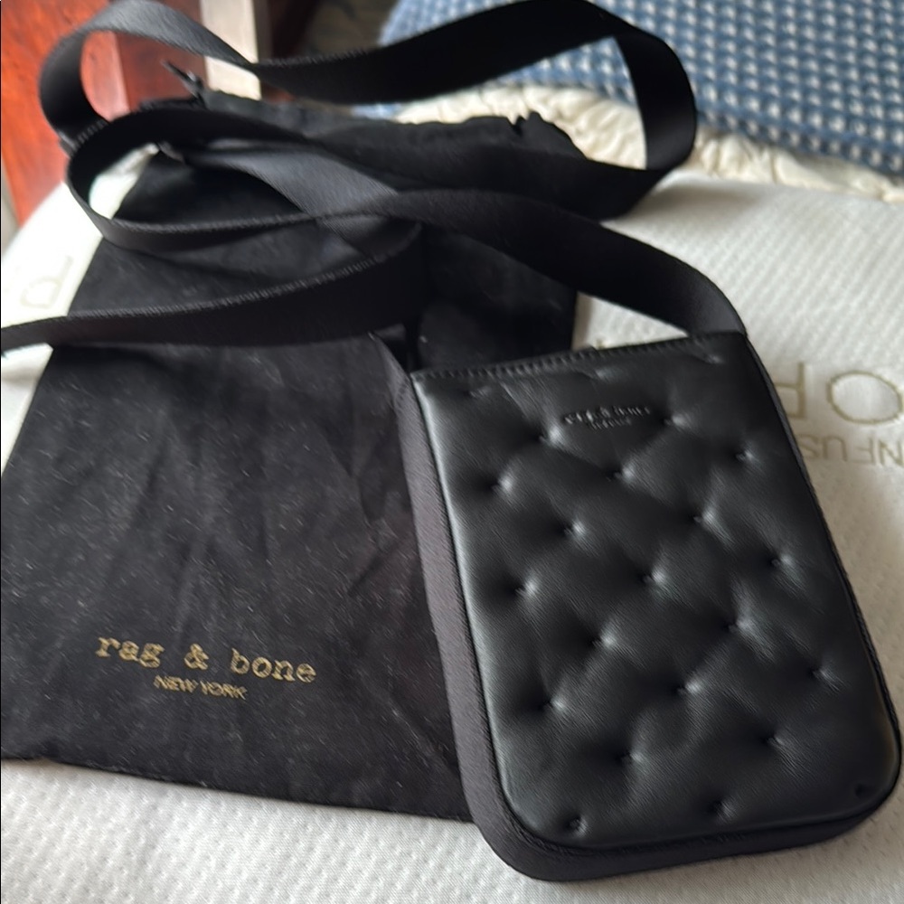 Rag & Bone Black Quilted Leather Messenger Bag